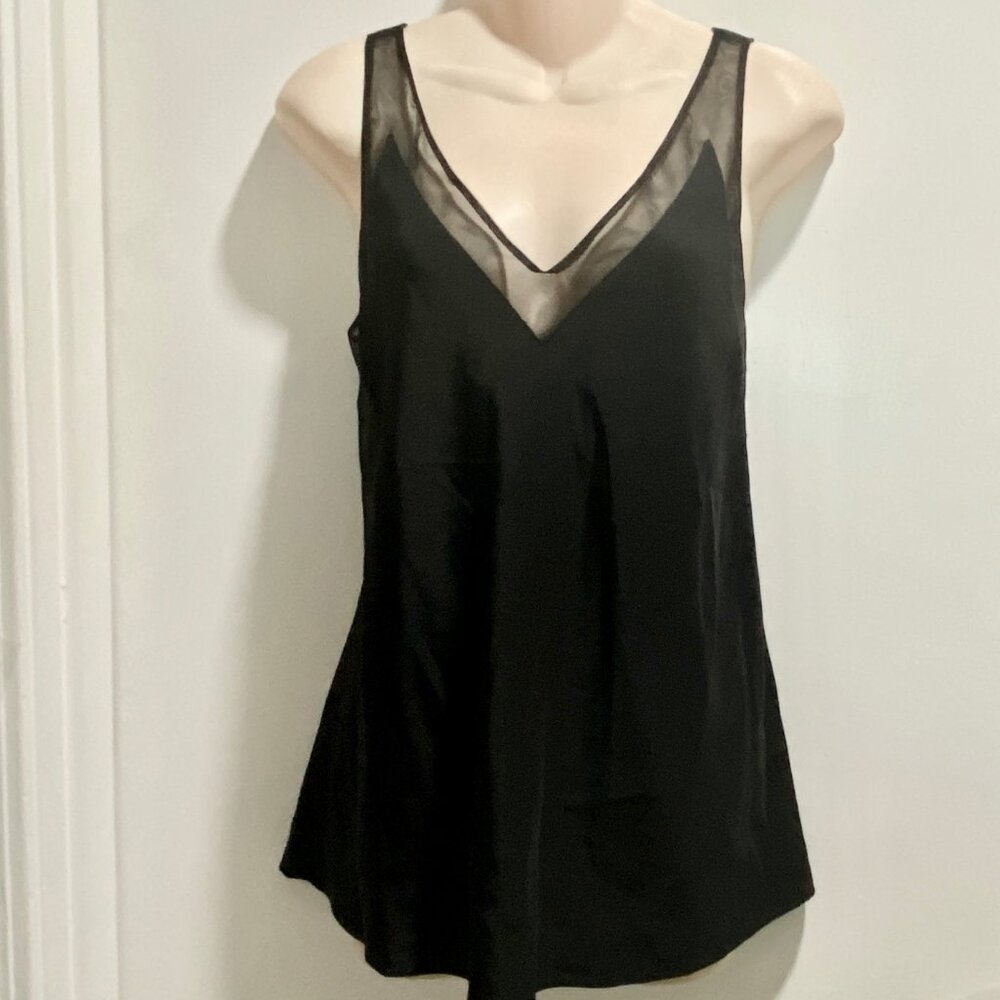 Ted Baker Black Goth Romantic Deep V-Neck Sheer Mesh Luxury Tank Top Layer 4